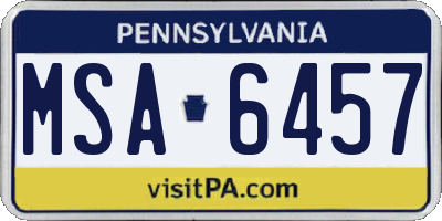 PA license plate MSA6457