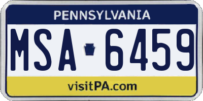 PA license plate MSA6459