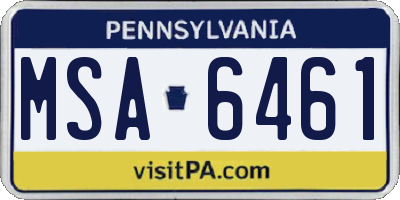 PA license plate MSA6461