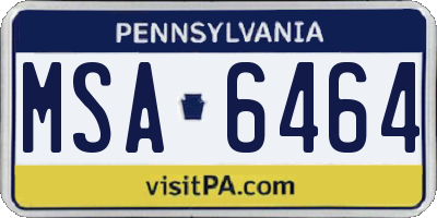 PA license plate MSA6464