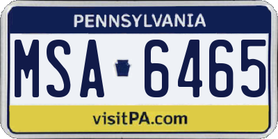 PA license plate MSA6465