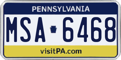 PA license plate MSA6468