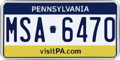 PA license plate MSA6470