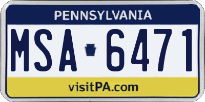 PA license plate MSA6471