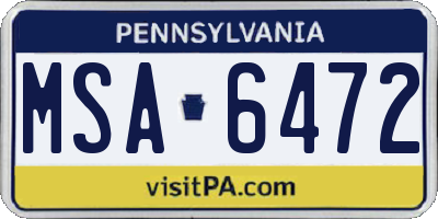 PA license plate MSA6472