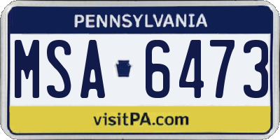 PA license plate MSA6473