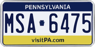 PA license plate MSA6475