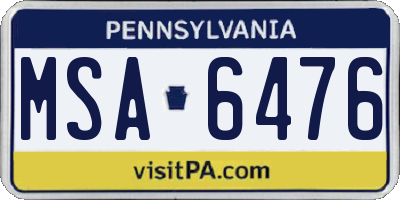 PA license plate MSA6476