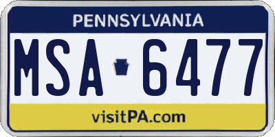 PA license plate MSA6477