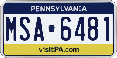 PA license plate MSA6481