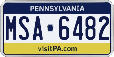 PA license plate MSA6482
