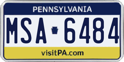 PA license plate MSA6484