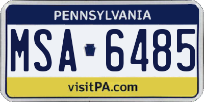 PA license plate MSA6485