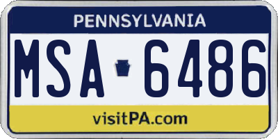 PA license plate MSA6486