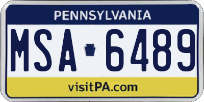 PA license plate MSA6489