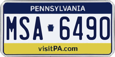 PA license plate MSA6490