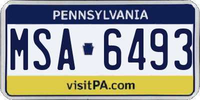 PA license plate MSA6493