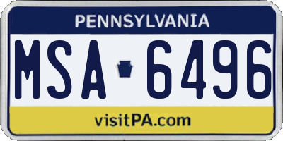 PA license plate MSA6496