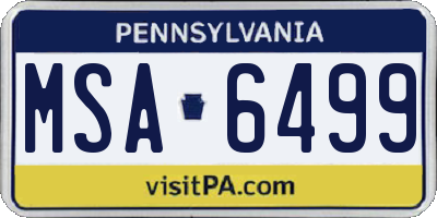 PA license plate MSA6499
