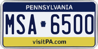 PA license plate MSA6500