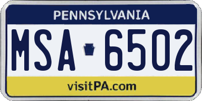 PA license plate MSA6502