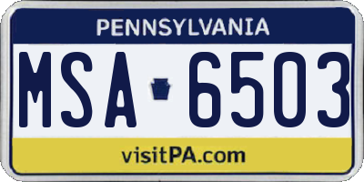 PA license plate MSA6503
