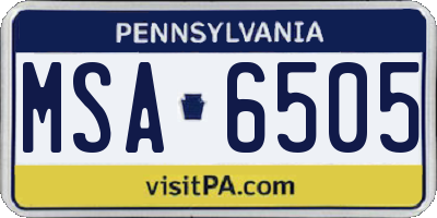 PA license plate MSA6505