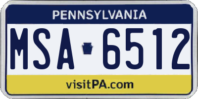 PA license plate MSA6512