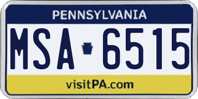 PA license plate MSA6515