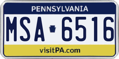 PA license plate MSA6516