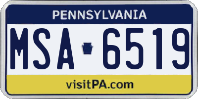 PA license plate MSA6519