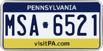 PA license plate MSA6521