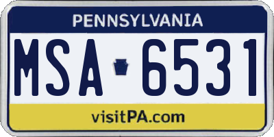 PA license plate MSA6531
