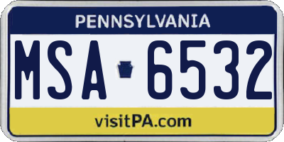 PA license plate MSA6532