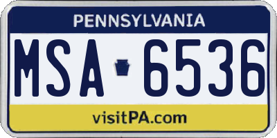 PA license plate MSA6536