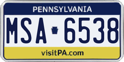 PA license plate MSA6538