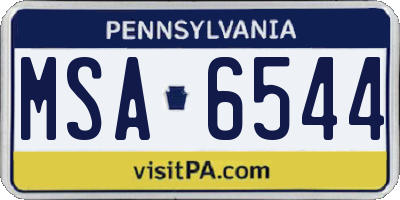 PA license plate MSA6544
