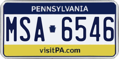 PA license plate MSA6546