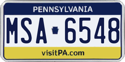PA license plate MSA6548