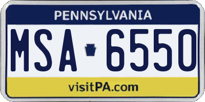 PA license plate MSA6550