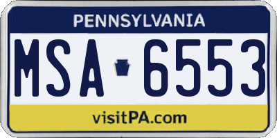 PA license plate MSA6553