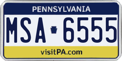 PA license plate MSA6555