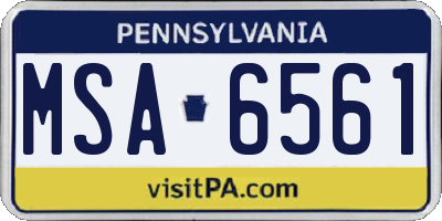 PA license plate MSA6561