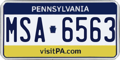 PA license plate MSA6563