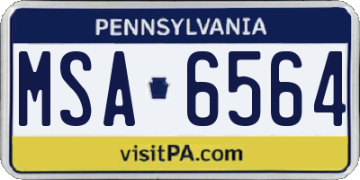 PA license plate MSA6564