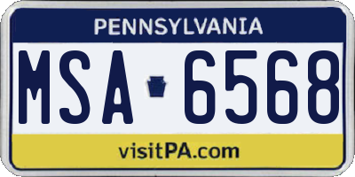 PA license plate MSA6568