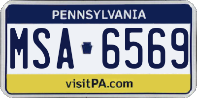 PA license plate MSA6569