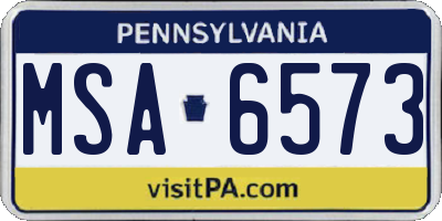 PA license plate MSA6573