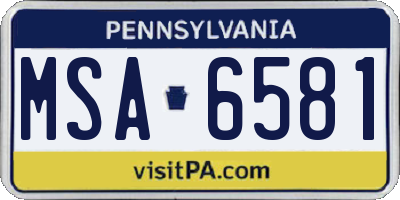 PA license plate MSA6581