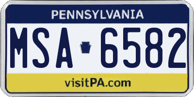 PA license plate MSA6582